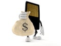 SIM card character holding money bag Royalty Free Stock Photo