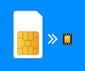 SIM Card and eSIM Embedded SIM card icon symbol concept. SIM card evolution concept. Vector illustration.