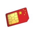 SIM Card with Flag of China A concept of Chinese Mobile Operator Royalty Free Stock Photo