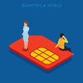 SIM card flat isometric concept Royalty Free Stock Photo