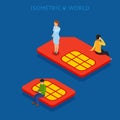 SIM card flat isometric concept Royalty Free Stock Photo