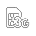 SIM card with 3G network line icon. Mobile slot, phone chip symbol