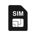 Sim Card Icon Isolated Black On White Background, Sim Card Icon Vector Flat Modern, Sim Card Icon,