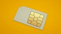 SIM card isolated on yellow background. 3d illustration