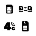 Sim Card, Mobile Operator. Simple Related Vector Icons Royalty Free Stock Photo