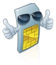 Sim Card Mobile Phone Cool Cartoon Mascot Royalty Free Stock Photo