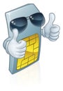 Sim Card Mobile Phone Cool Cartoon Mascot Royalty Free Stock Photo