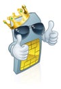 Sim Card Mobile Phone Cool King Cartoon Mascot Royalty Free Stock Photo