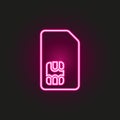 Sim card neon style icon. Simple thin line, outline vector of telecommunication icons for ui and ux, website or mobile application Royalty Free Stock Photo