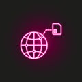 Sim card network, abroad neon style icon. Simple thin line, outline vector of telecommunication icons for ui and ux, website or Royalty Free Stock Photo