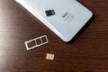 SIM card. SIM card replacement. close-up memory card slot redmi Royalty Free Stock Photo