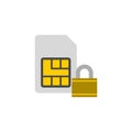 Sim-card security icon, lock sim card concept Royalty Free Stock Photo
