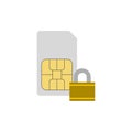 Sim-card security icon, lock sim card concept Royalty Free Stock Photo