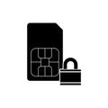 Sim-card security icon, lock sim card concept Royalty Free Stock Photo