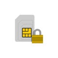 Sim-card security icon, lock sim card concept Royalty Free Stock Photo
