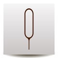 Sim Card Slot Eject Pin Tool vector icon on a realistic paper ba