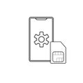 Sim card and smartphone style line. Mobile phone card. Vector illustration