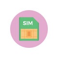 Sim card vector flat colour icon Royalty Free Stock Photo