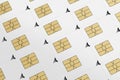 SIM cards arranged in a row. 3D rendering illustration Royalty Free Stock Photo