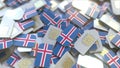 SIM cards with flag of Iceland. Icelandic cellular network related conceptual 3D rendering