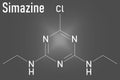 Simazine herbicide molecule. Skeletal formula. Chemical structure Royalty Free Stock Photo