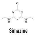 Simazine herbicide molecule. Skeletal formula. Chemical structure Royalty Free Stock Photo