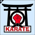 Simbol martial arts. Japan logo karate torii. Black belt. Vector EPS.