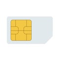 Simcard, smart cell wireless telecommunications micro gsm chip, electronics and telecommunication microchip design on white, Royalty Free Stock Photo