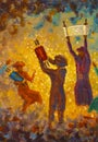 Simchat Torah painting religious holiday greeting card jewish religious