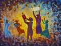 Simchat Torah painting religious holiday greeting card