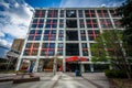 Simcoe Park and a modern building in downtown Toronto, Ontario. Royalty Free Stock Photo