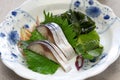 Simesaba, japanese salted and vinegared mackerel Royalty Free Stock Photo