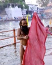 Simhasth maha kumbh mela 2016, a sadhu on the bank of kshipra river, Ujjain, India Royalty Free Stock Photo