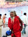 Simhasth maha kumbh mela 2016, a sadhu on the bank of kshipra river, Ujjain, India Royalty Free Stock Photo