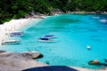 SIMILAN ISLAND, THAILAND - APRIL 24 2017 Aerial view group Tourist