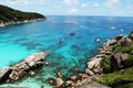 Similan Islands in Thailand azure sea water beach blue ocean tropical yacht island landscape nature resort Royalty Free Stock Photo