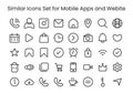 similar icons set for user interface, mobile and apps icons set with basic outline black and white