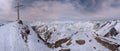 Similaun glacier with summit cross in winter in Austria