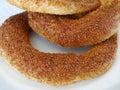 Closeup simit or gevrek, Turkish traditonal bagel Royalty Free Stock Photo