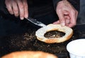 Simit is a Turkish loop-shaped bread, encrusted with sesame seeds, Cracknel and Gevrek Royalty Free Stock Photo