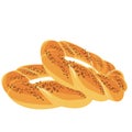 Simit. Turkish traditional bagel simit. Turkish Sesame Bagel. Turkish fast food simit. Vector illustration.