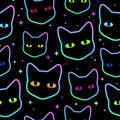 Simless of colorful cat heads