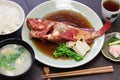 Simmered fish set meal, japanese cuisine
