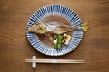 Simmered gimma short-nose tripod fish, silver horse-fish, helicopter fish, Japanese cuisine