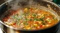 Simmering Tomato Sauce With Herbs In A Pan Royalty Free Stock Photo