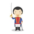 Simon Bolivar cartoon character. Vector Illustration.