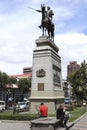 Simon Bolivar liberator monument in Prado Street, La Paz