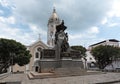 The simon bolivar monument and san francisco de asis church in casco viejo panama city Royalty Free Stock Photo