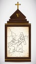 Simon of Cyrene Helps Jesus Carry the Cross, Vector Illustration