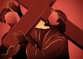 Simon of Cyrene Helps Jesus Carry His Cross Royalty Free Stock Photo